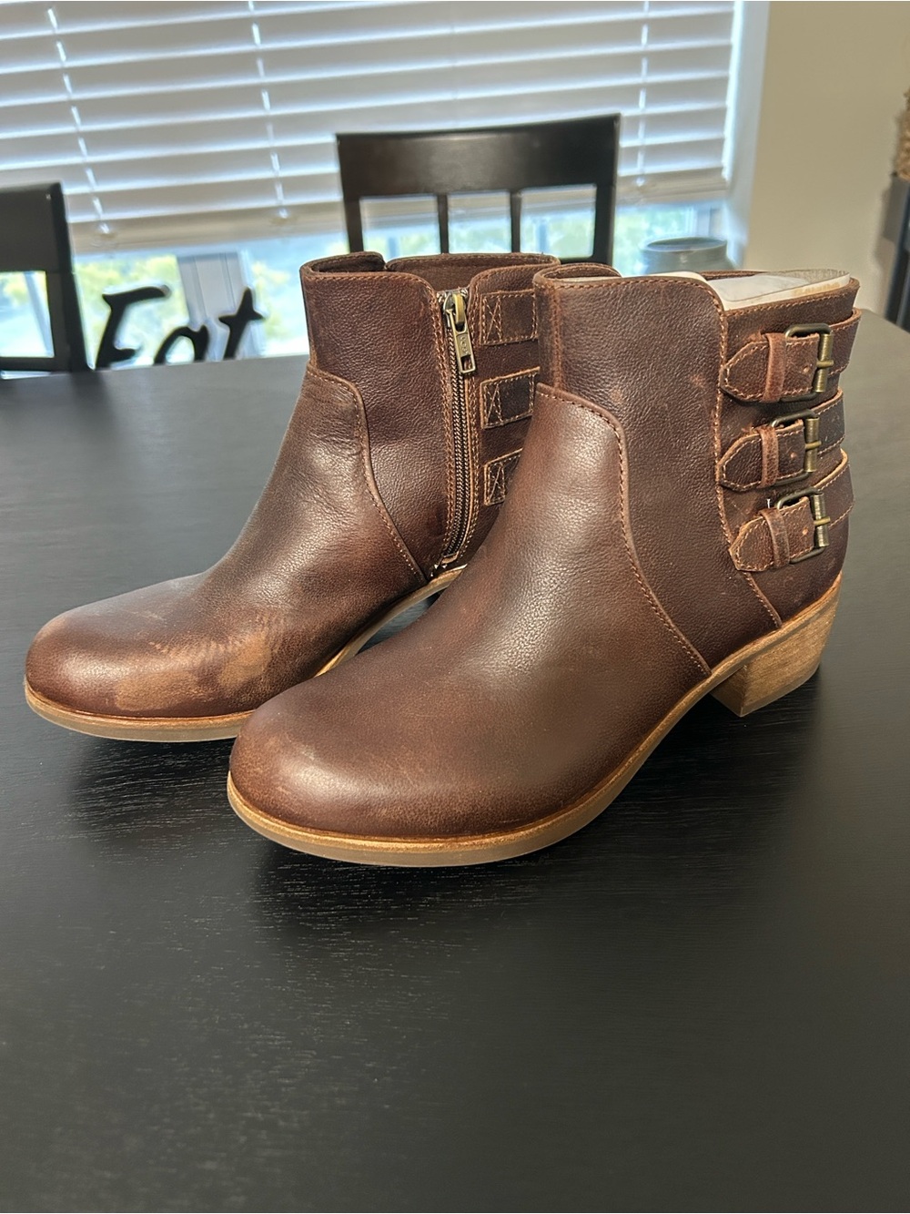 UGG Women’s Leather Ankle Boots with Buckle Detail
